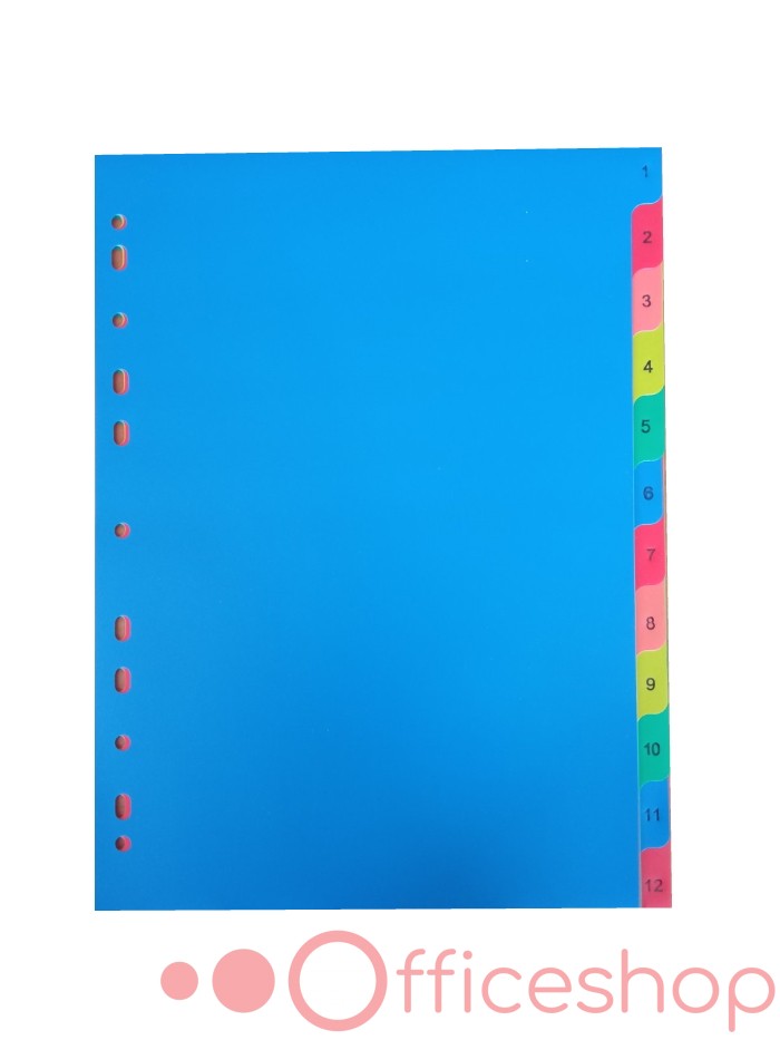 Index din plastic cu enumerare (1-6) New Folder, A4, 12 pag, color, NF1132