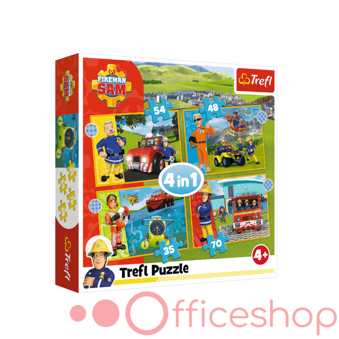 Puzzle 4 în1 "Pompierul Sam" Trefl 34387