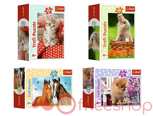 Puzzle 54 elemente Mini "Animale dragute" Trefl 54195 (19732-19735) (40)