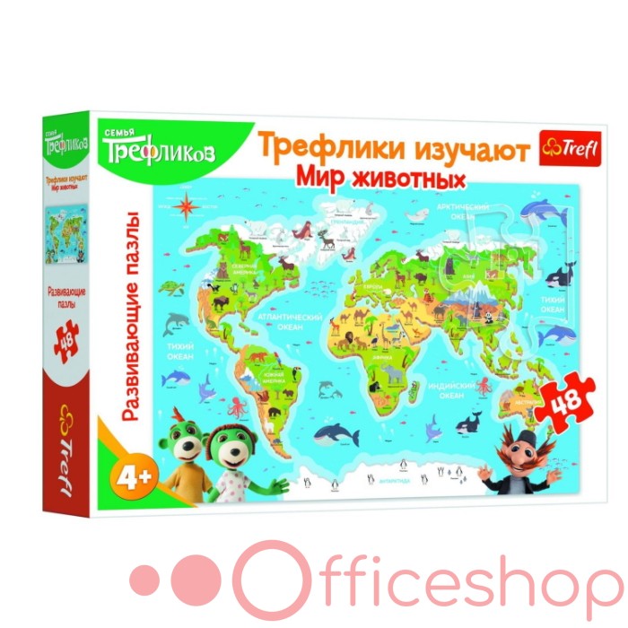 Puzzle 48 elemente educaționale "Treflicks studiază lumea animală" Trefl 15580