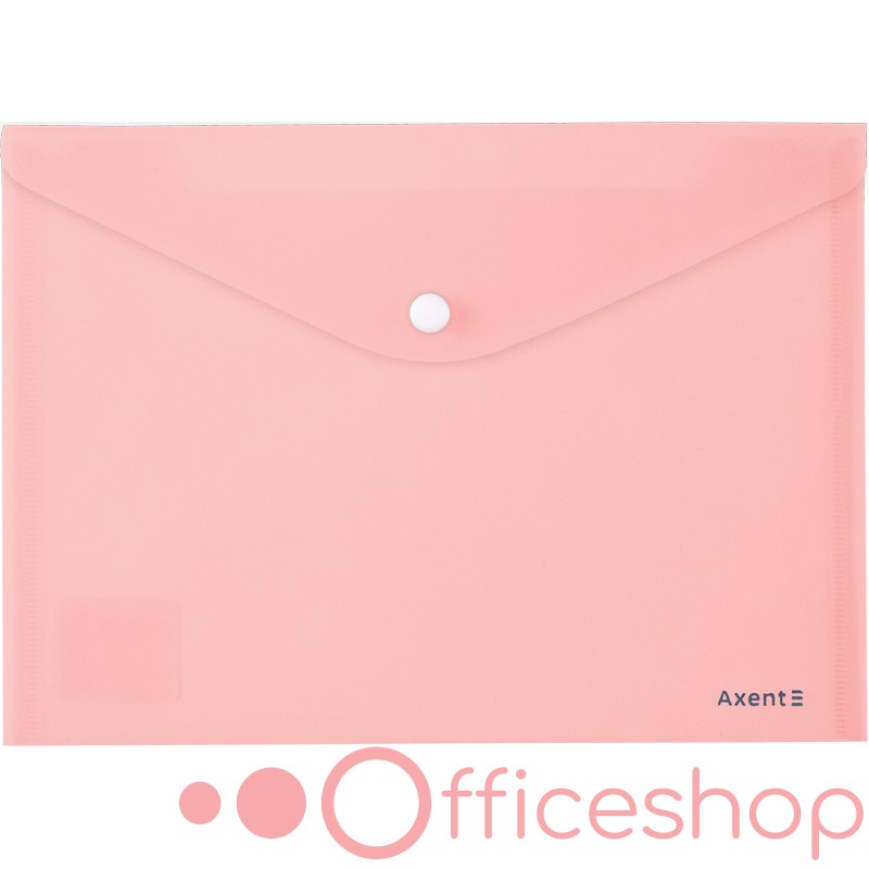 Mapă plic cu buton din plastic lucios Axent Pastelini, A5, roz, 1522-10-A (12)