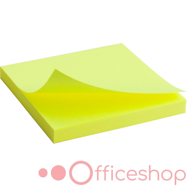 Hârtie pentru notițe cu strat adeziv Daco, 76x76mm, neon galbenă, BN200G