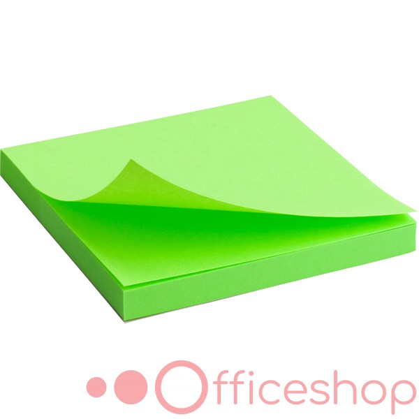 Hârtie pentru notițe cu strat adeziv Daco,76x76mm, neon verde, BN200V