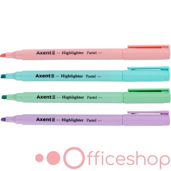 Set de markere evidențiatoare Axent, 2-4 mm, 4 culori pastelate, 2533-40-A (12)