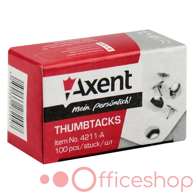 Pioneze metalice Axent, 100 buc/cut, 4211-A (10)