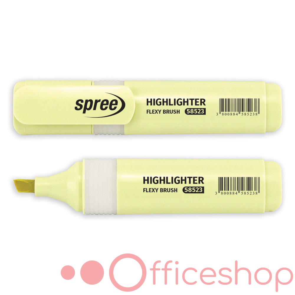 Marker evidențiator Spree Highlighter Pastel, 1-6 mm, galben, 58523 (12)