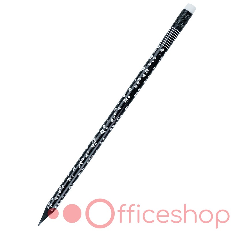 Creion de grafit cu radieră Axent Flowers 9009-05-A, HB (36)