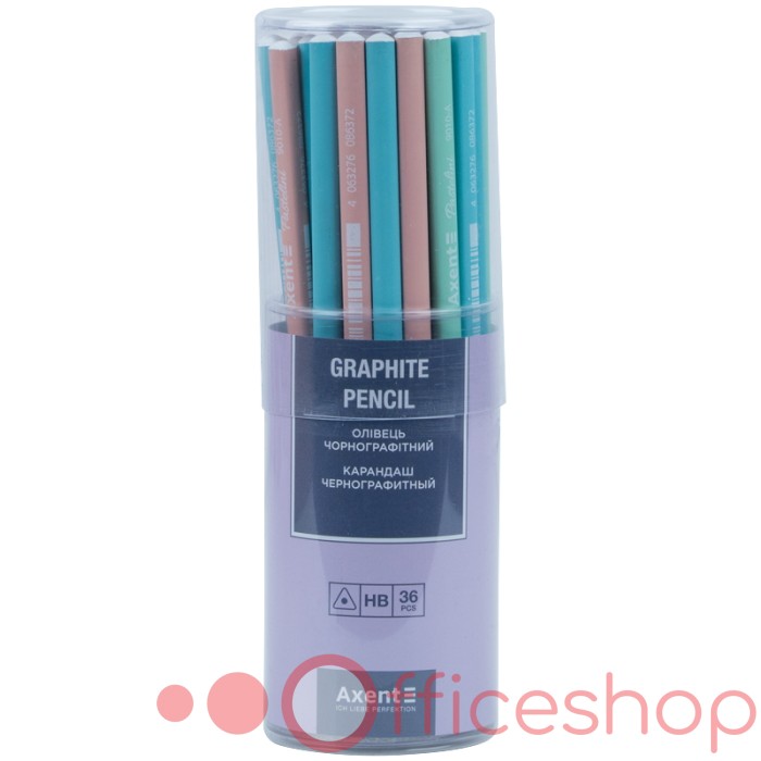 Creion de grafit fară radieră Axent Pastelini 9010-A, HB (36)