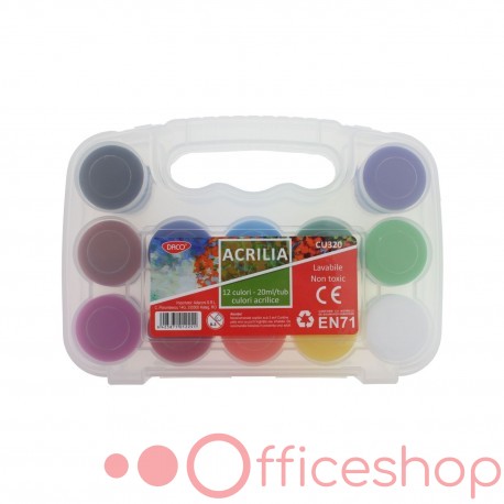 Culoare acril Daco Acrilia in cheis din plastic, 20 ml, 12 culori, CU320A