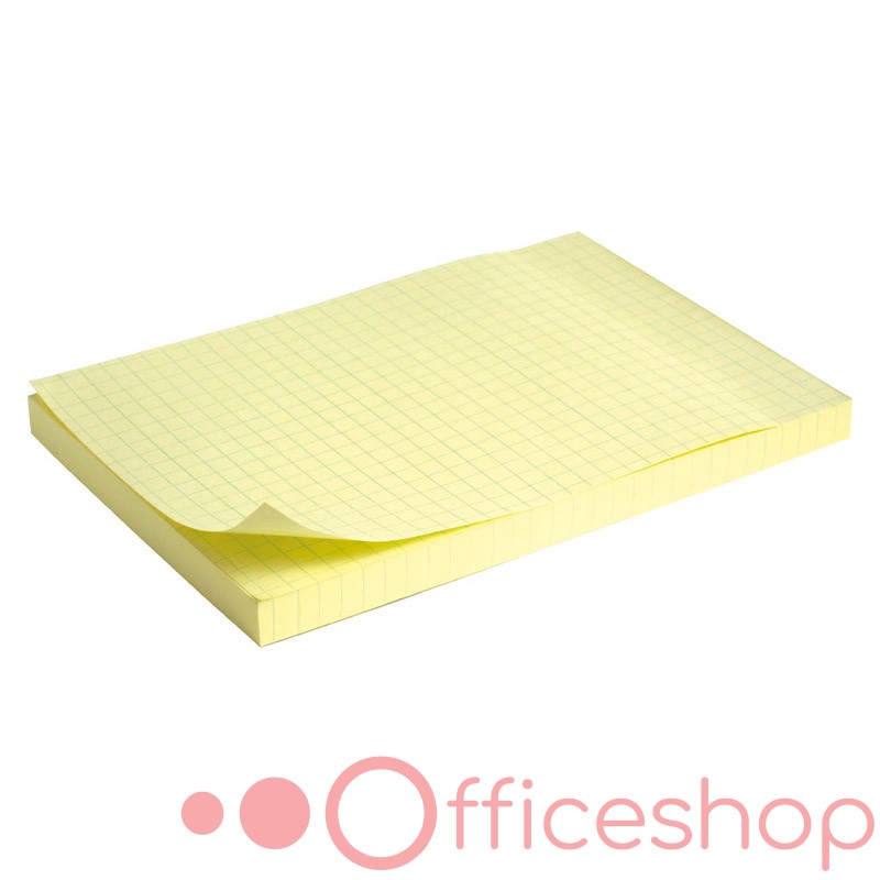 Hârtie pentru notițe cu strat adeziv Delta, matematică, 100x150mm, pal galbenă, D3330-02