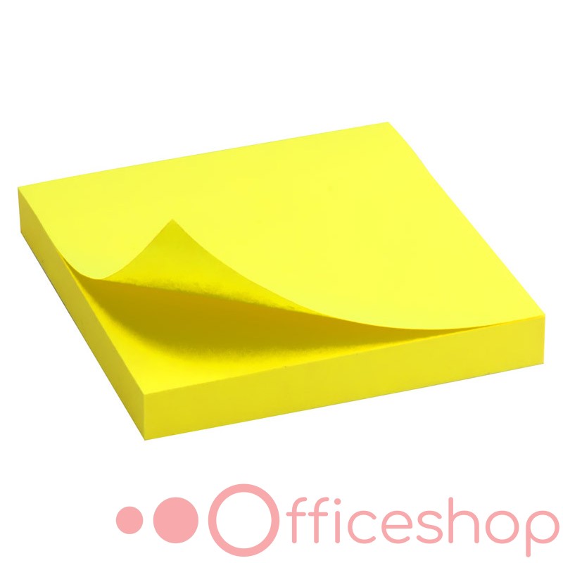 Hârtie pentru notițe cu strat adeziv Delta, 75x75mm, neon galbenă, D3414-11 (24)