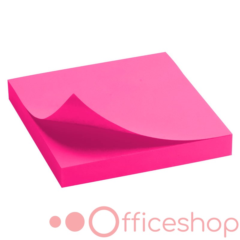 Hârtie pentru notițe cu strat adeziv Delta, 75x75mm, neon roz, D3414-13 (24)