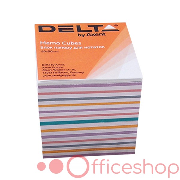 Hârtie neadezivă pentru notițe Delta, 830 file, 90x90x80 mm, mix de culori neon, D8015