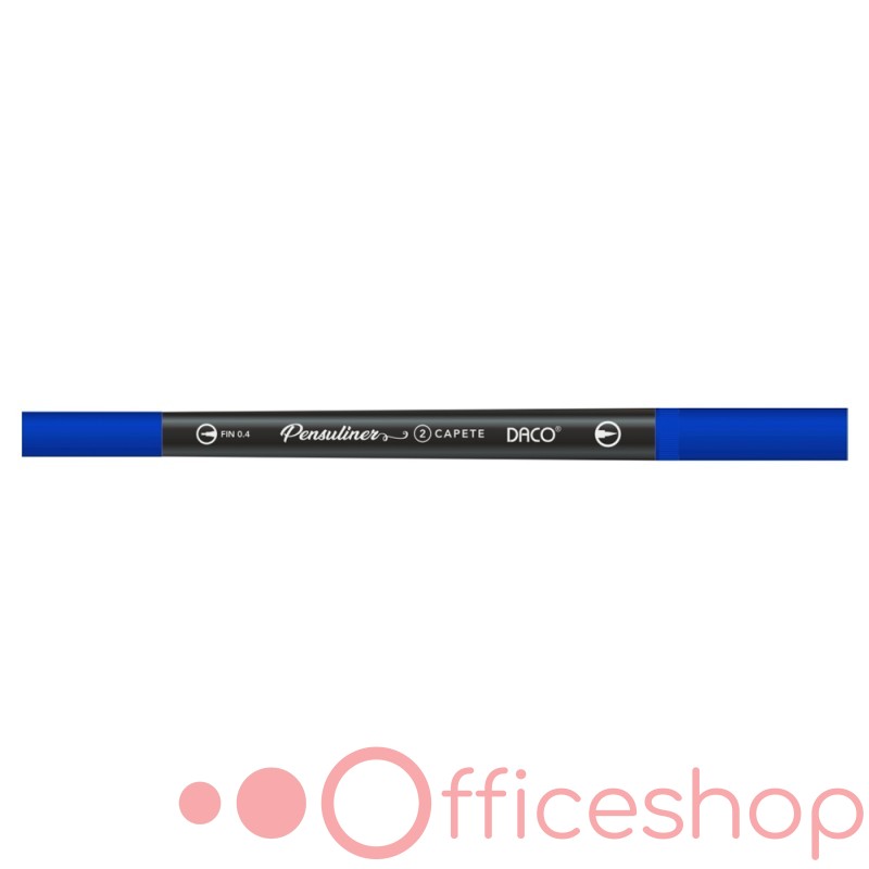 Liner pentru desene grafice Daco Pensuliner, vârf tip pensulă + vârf 0.4 mm, PX502A, albastru (12)