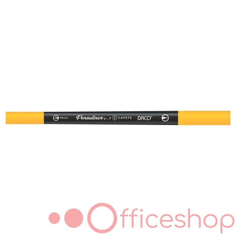 Liner pentru desene grafice Daco Pensuliner, vârf tip pensulă + vârf 0.4 mm, PX502G, galben (12)