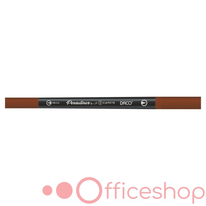 Liner pentru desene grafice Daco Pensuliner, vârf tip pensulă + vârf 0.4 mm, PX502MC, maro (12)