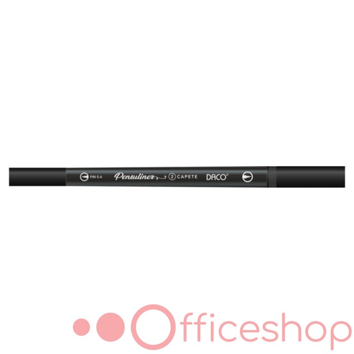 Liner pentru desene grafice Daco Pensuliner, vârf tip pensulă + vârf 0.4 mm, PX502N, negru (12)