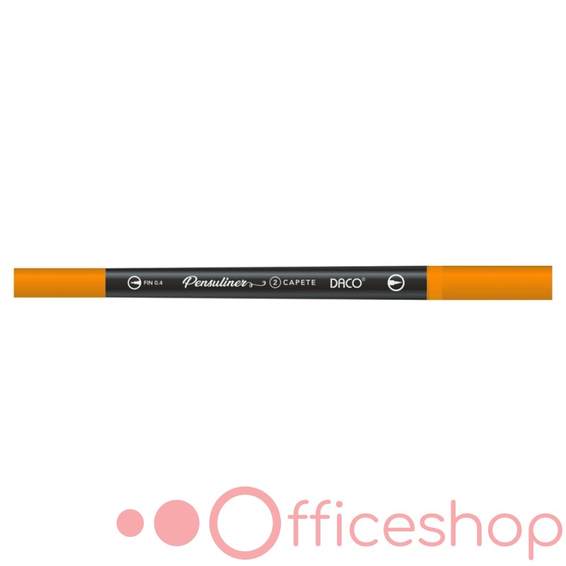 Liner pentru desene grafice Daco Pensuliner, vârf tip pensulă + vârf 0.4 mm, PX502P, portocaliu (12)