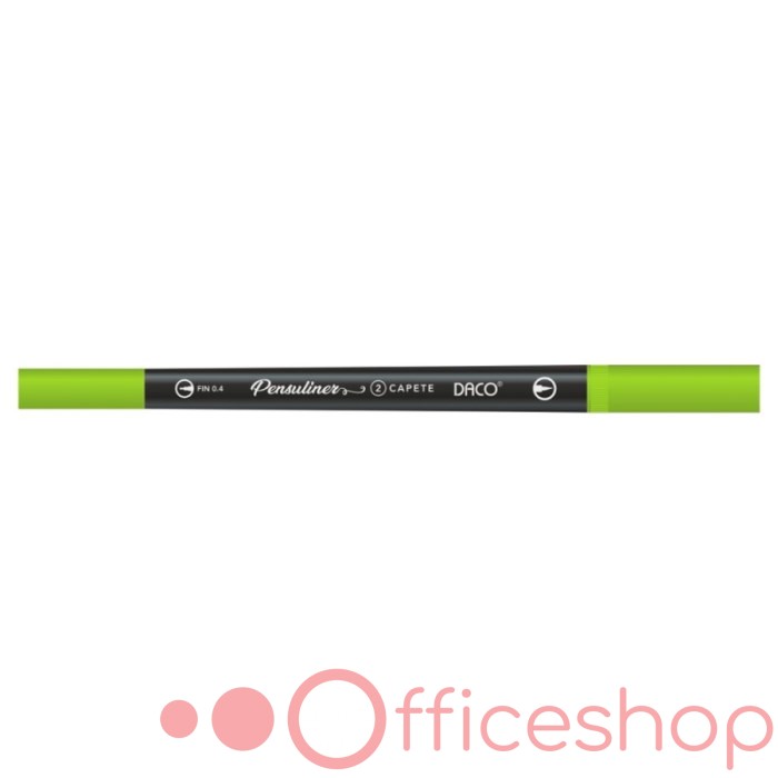 Liner pentru desene grafice Daco Pensuliner, vârf tip pensulă + vârf 0.4 mm, PX502VF, verde fluoresccent (12)